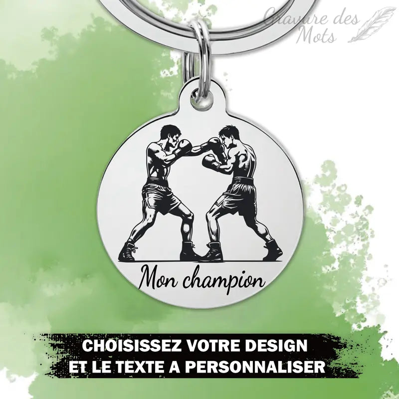 Porte-clé de sport boxeur gravure personnalisée