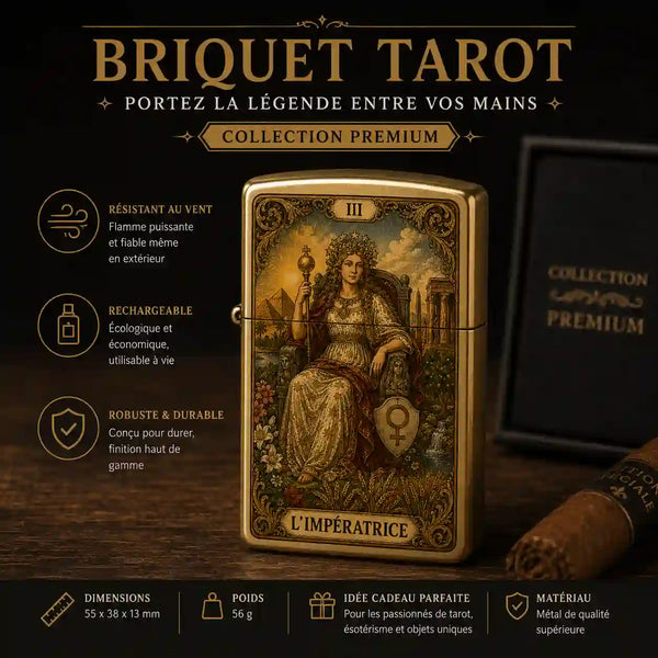 briquet tempete avec carte de tarot imperatrice