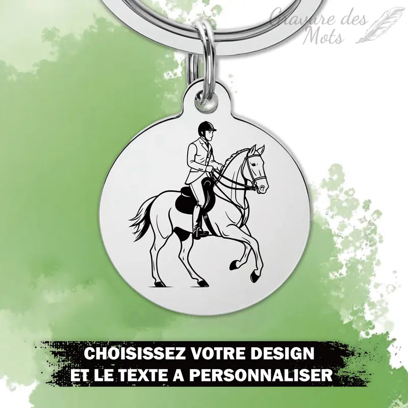 porte clé cavalier a cheval gravure personnalisée