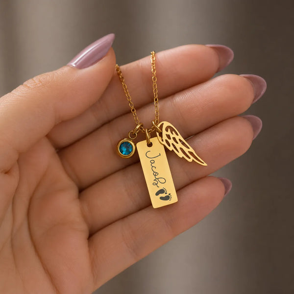 Collier Aile d'Ange avec Pierre de Naissance