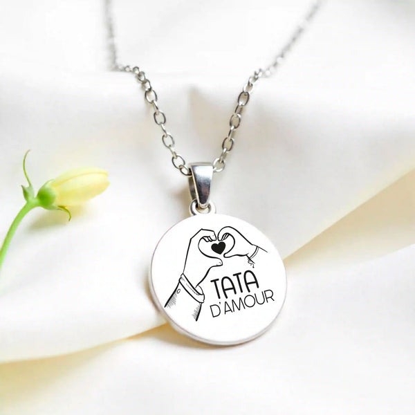 collier argent gravure personnalisée - cadeau pour tata ou soeur