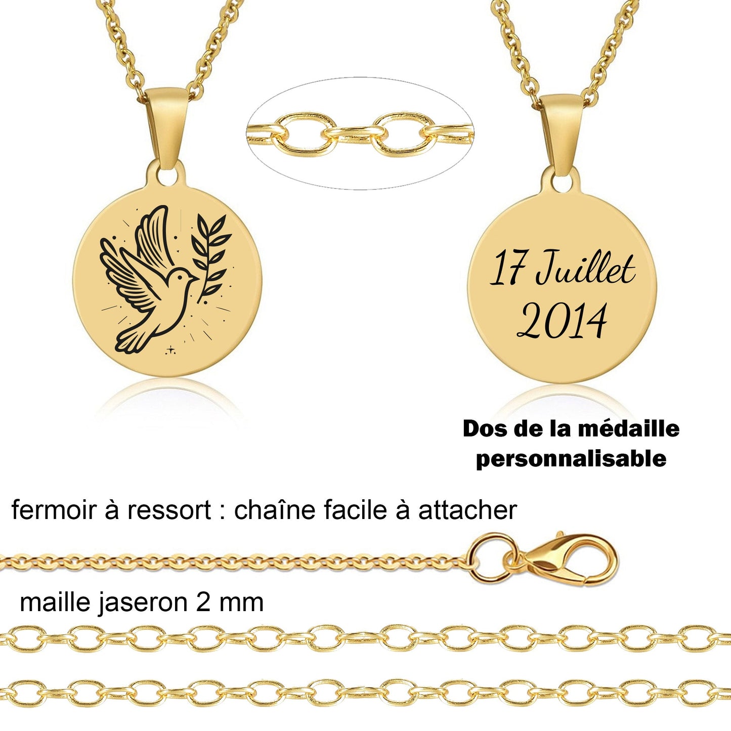 Collier baptême personnalisé - Gravure Des Mots