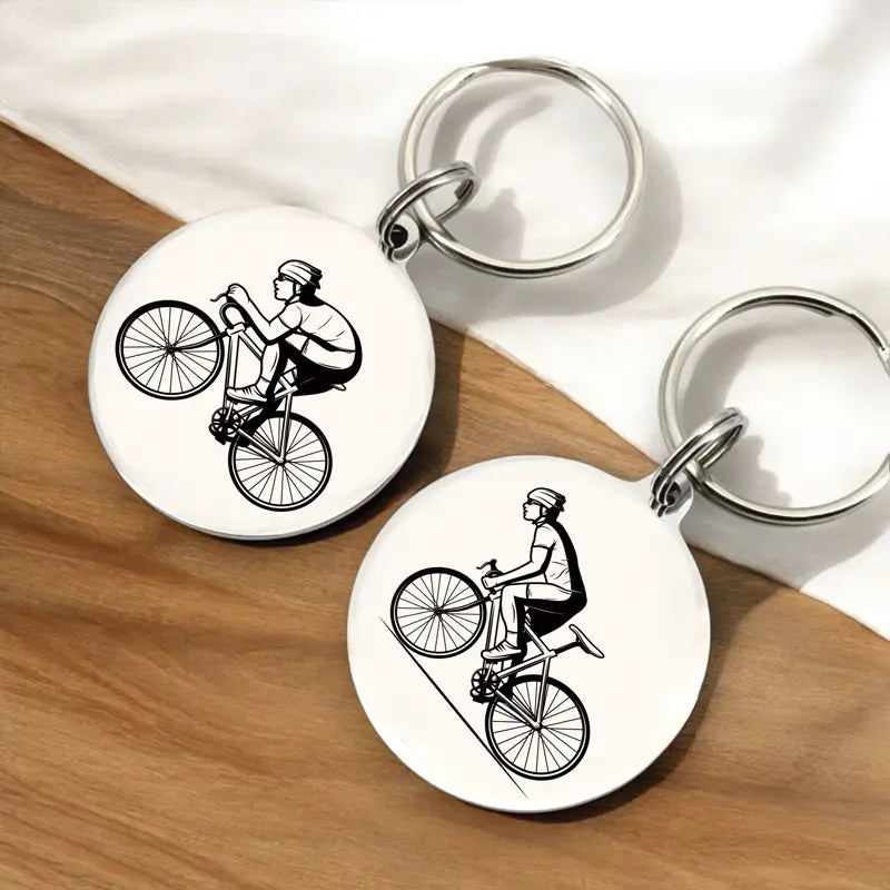 porte clé gravure personnalisée de cycliste