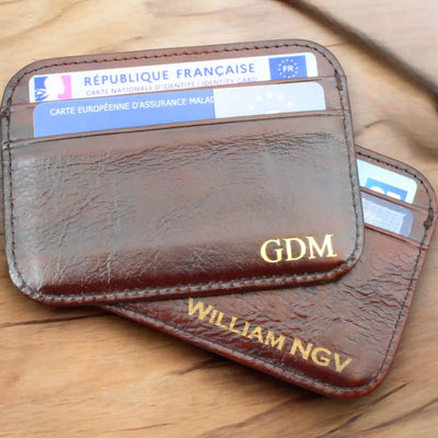 Porte-carte cuir marron personnalisé homme