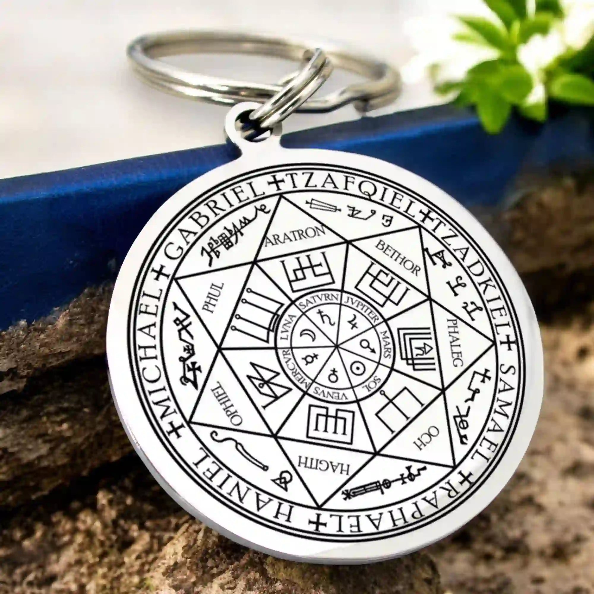 Porte-clés Archange Raphaël – Cabochon 2,6 Cm, Acier Inox, Symbole De Protection Et Guérison