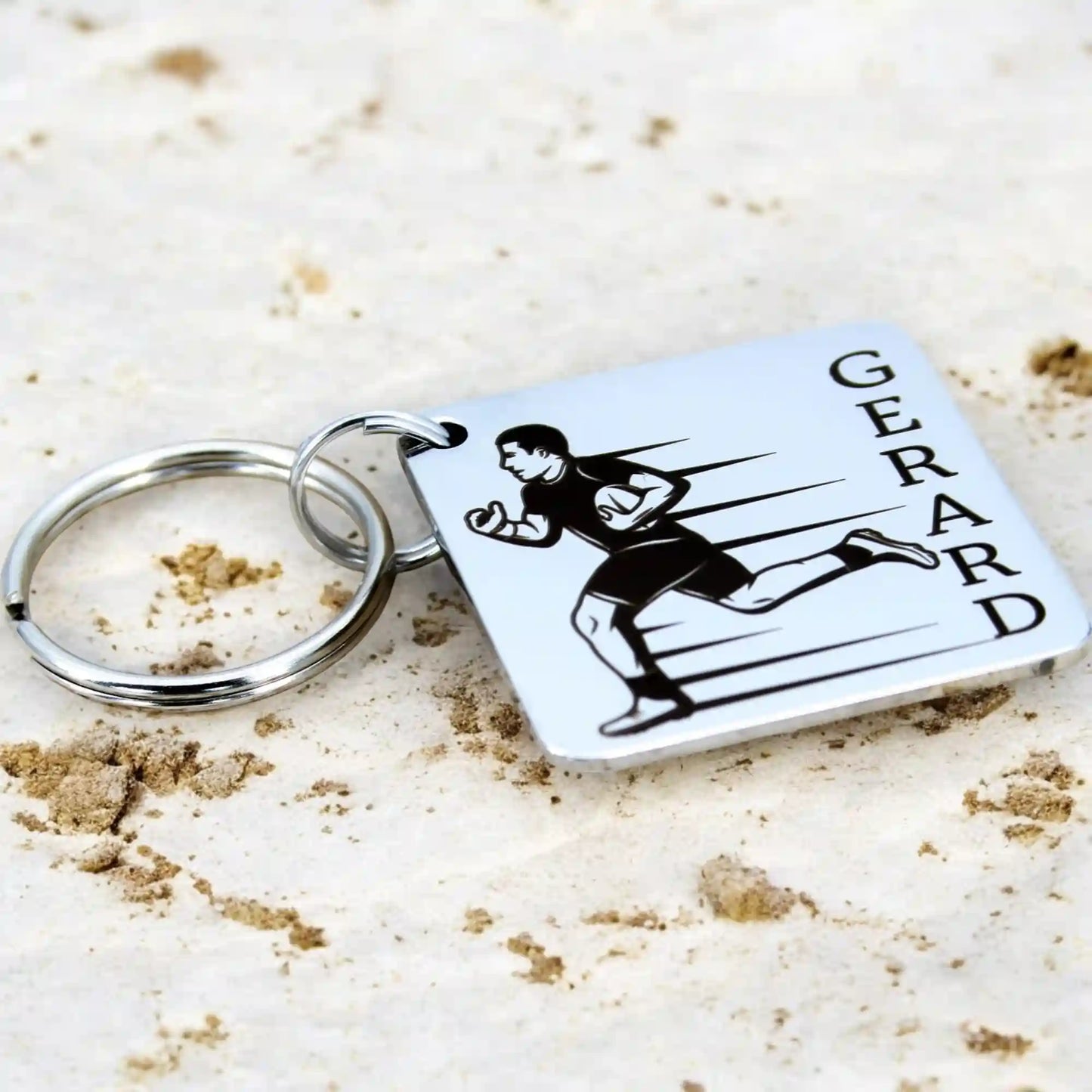 Porte-clé rugby gravé cadeau pour passionné du ballon oval