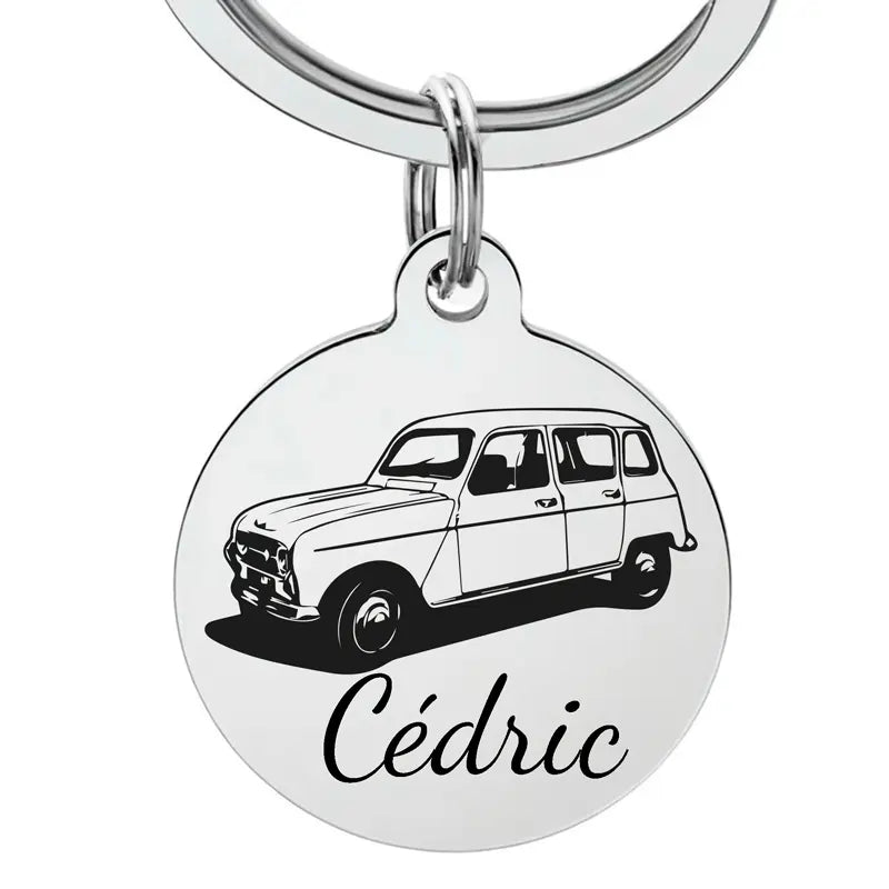 porte clé Renault 4L avec gravure personnalisée D'un prénom
