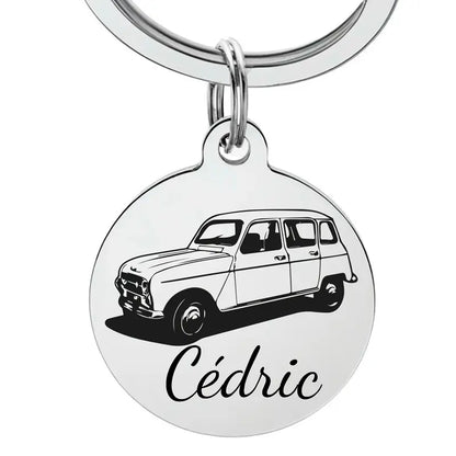 porte clé Renault 4L avec gravure personnalisée D'un prénom
