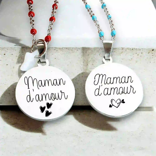 Collier-Personnalise-medailles-couleur-argent-chaine-perle-emails