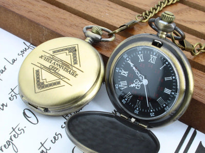 Montre à gousset bronze personnalisée gravée