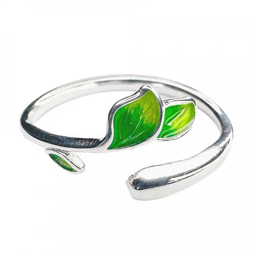 Bijou fleur en argent avec forme ajustable et détails naturels - vue alternative