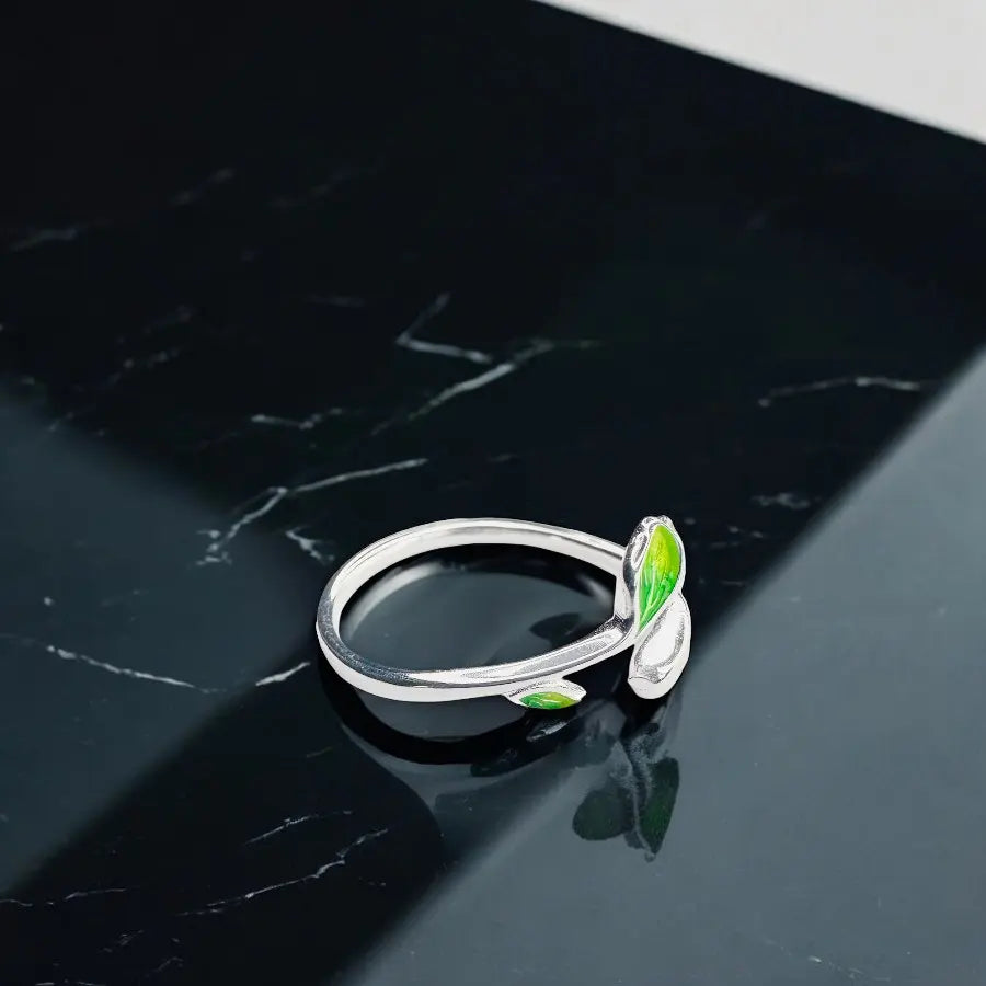 ague femme en argent 925 Foglia Verde avec motif floral élégant