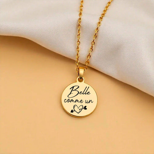 collier femme personnalisée couleur or avec citation 