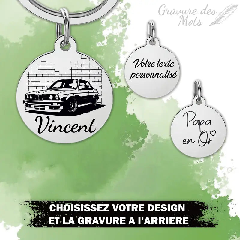 porte-clé BMW Série 3 gravure personnalisée