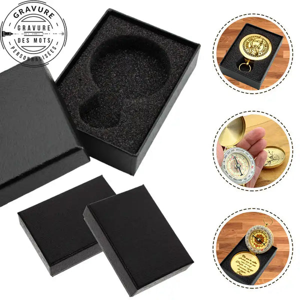 boite pour boussole avec gravure personnalisée