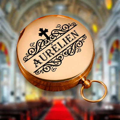 Boussole baptême personnalisée cadeau parrain marraine