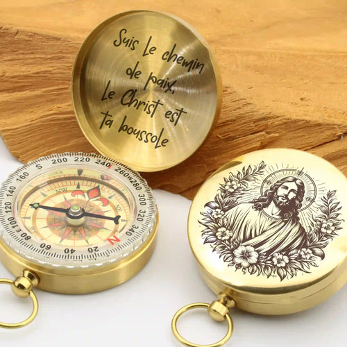 boussole personnalisée avec gravure  du christ - vue alternative
