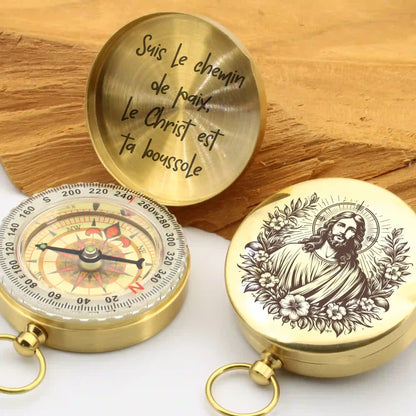 boussole personnalisée avec gravure  du christ