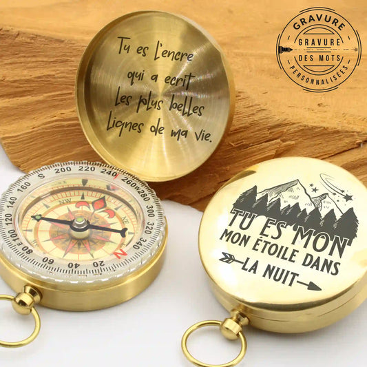 Personnalisation d’un prénom ou date gravée sur la boussole