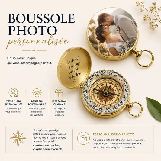 boussole avec photo personnalisée impression uv