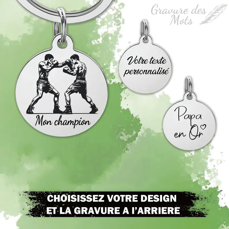 Porte-clé de boxe gravure personnalisée
