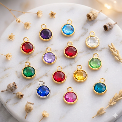 breloque de couleur or pierre de naissance pour collier