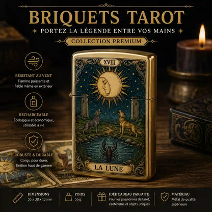 briquet tempete avec carte de tarot la lune
