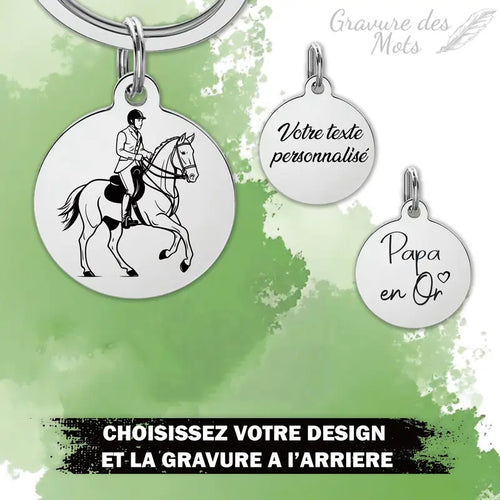 porte clé cavalier gravure personnalisable - vue alternative