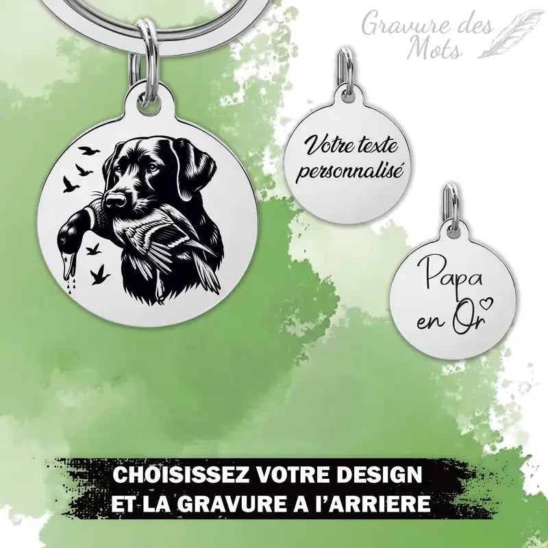 Porte-clé chasseur gravure personnalisée