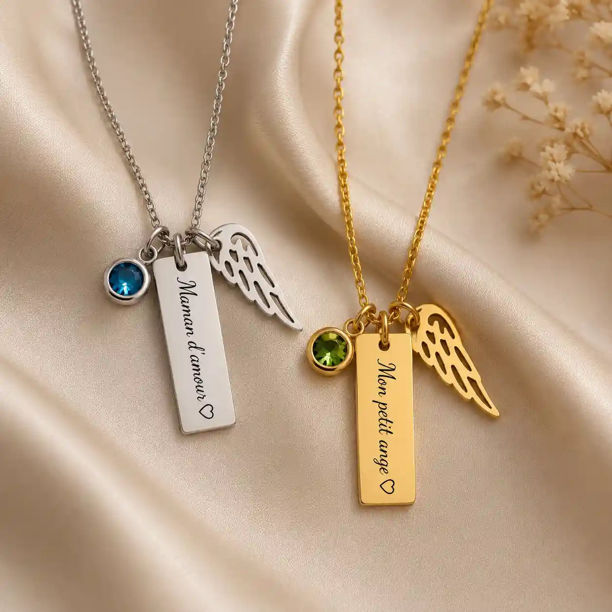 Collier Aile d'Ange avec Pierre de Naissance