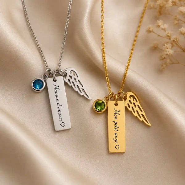 Collier Aile d'Ange avec Pierre de Naissance