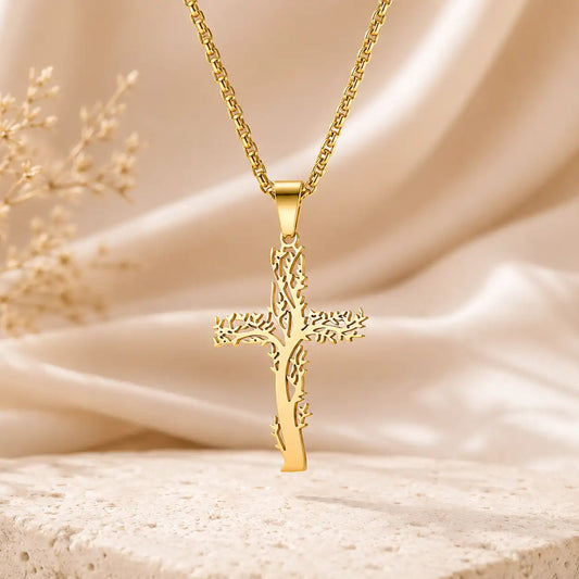collier arbre de vie croix chretienne