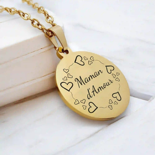 collier couronne de cœur gravure personnalisée