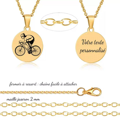 collier cycliste personnalisée , gravure avant et arrière