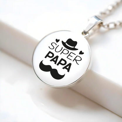 Collier gravé pour papa avec texte touchant et prénom d’enfant