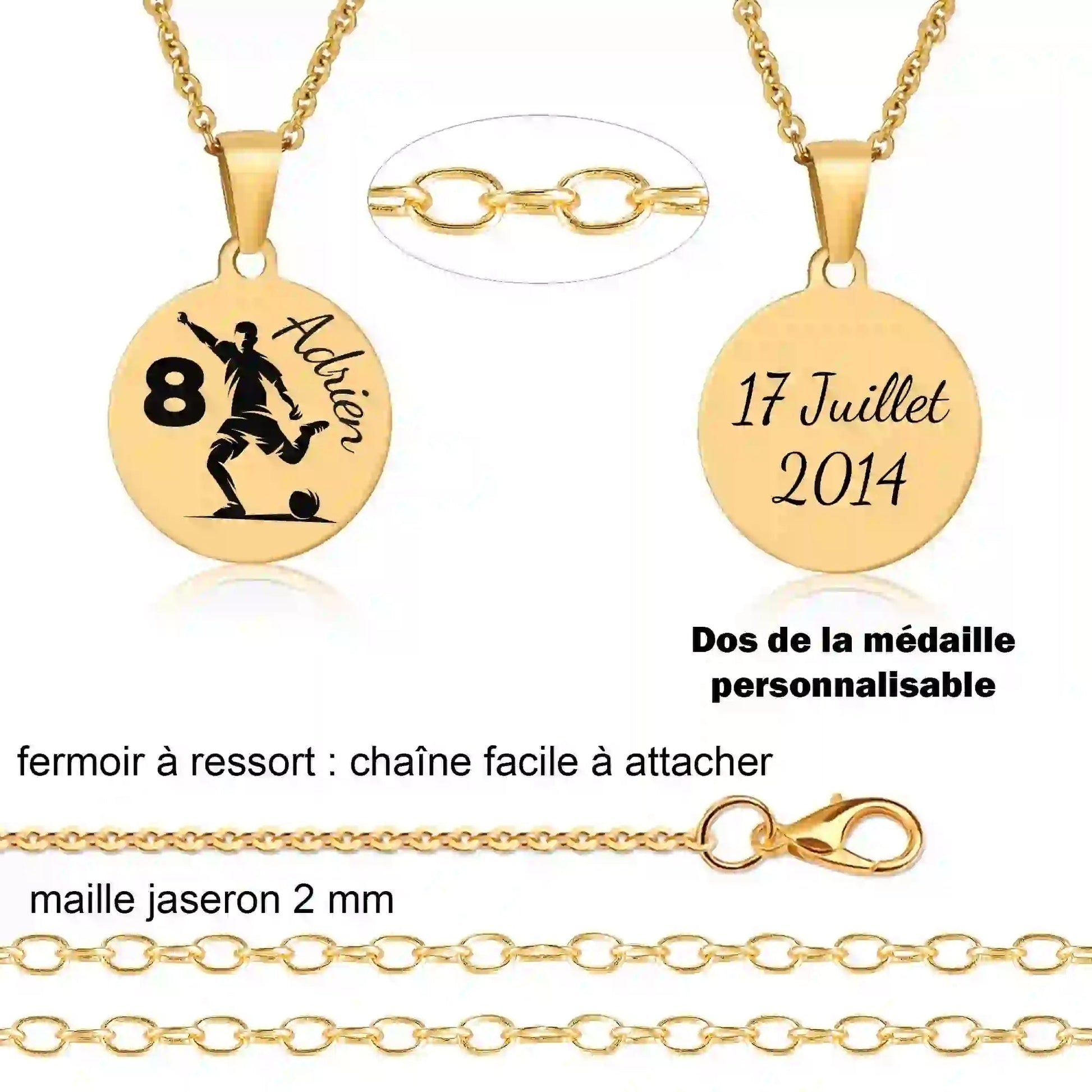 Collier personnalisé football - Gravure Des Mots
