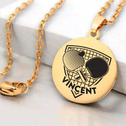 collier pingpong gravure personnaliséee