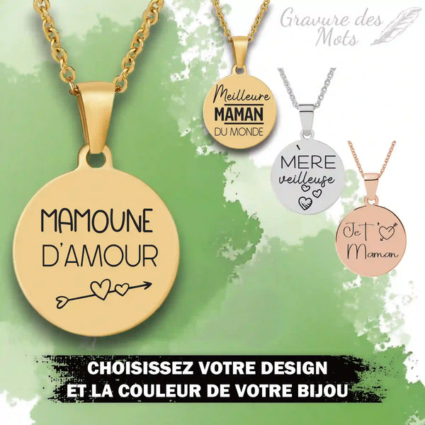 choix des couleurs du collier personnalisé, couleur or, argent ou or rose