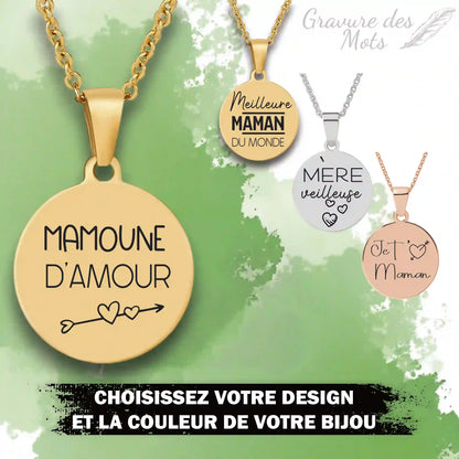 choix des couleurs du collier personnalisé, couleur or, argent ou or rose
