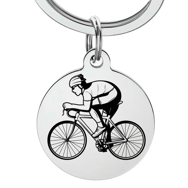 Porte-clé cycliste gravure personnalisée