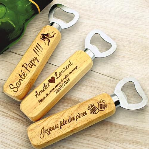 Décapsuleur en bois personnalisé