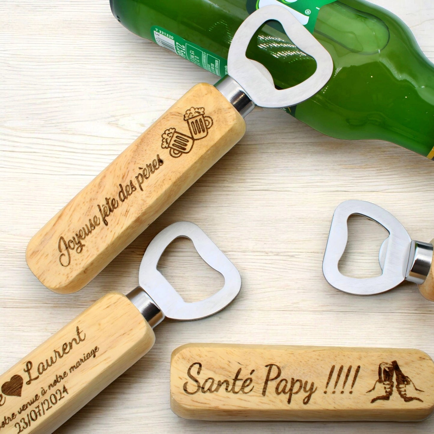 Décapsuleur en bois personnalisé