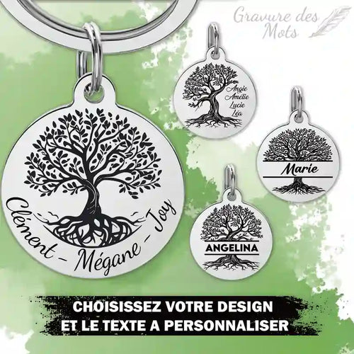 Porte-clé Arbre de Vie gravure personnalisée - vue alternative