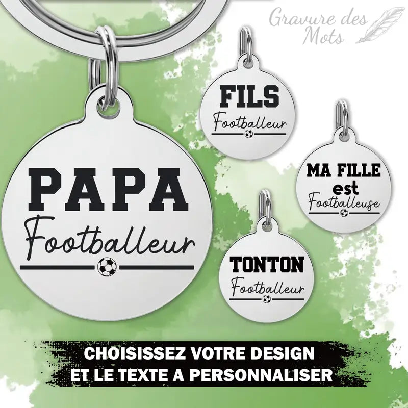 gravure arriere personnalisable pour porte clé footballeur