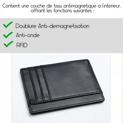 porte carte en cuir noir pour homme -RFID