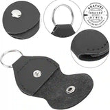 details du porte clé en cuir PU pour médiator guitare en bois 