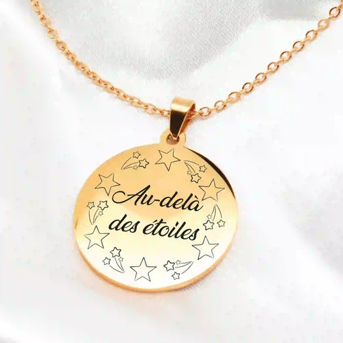 Bijou étoilé gravé avec message personnalisé sur pendentif  - vue alternative