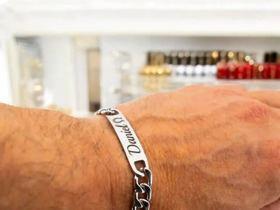 Gourmette homme argent personnalisée gravée