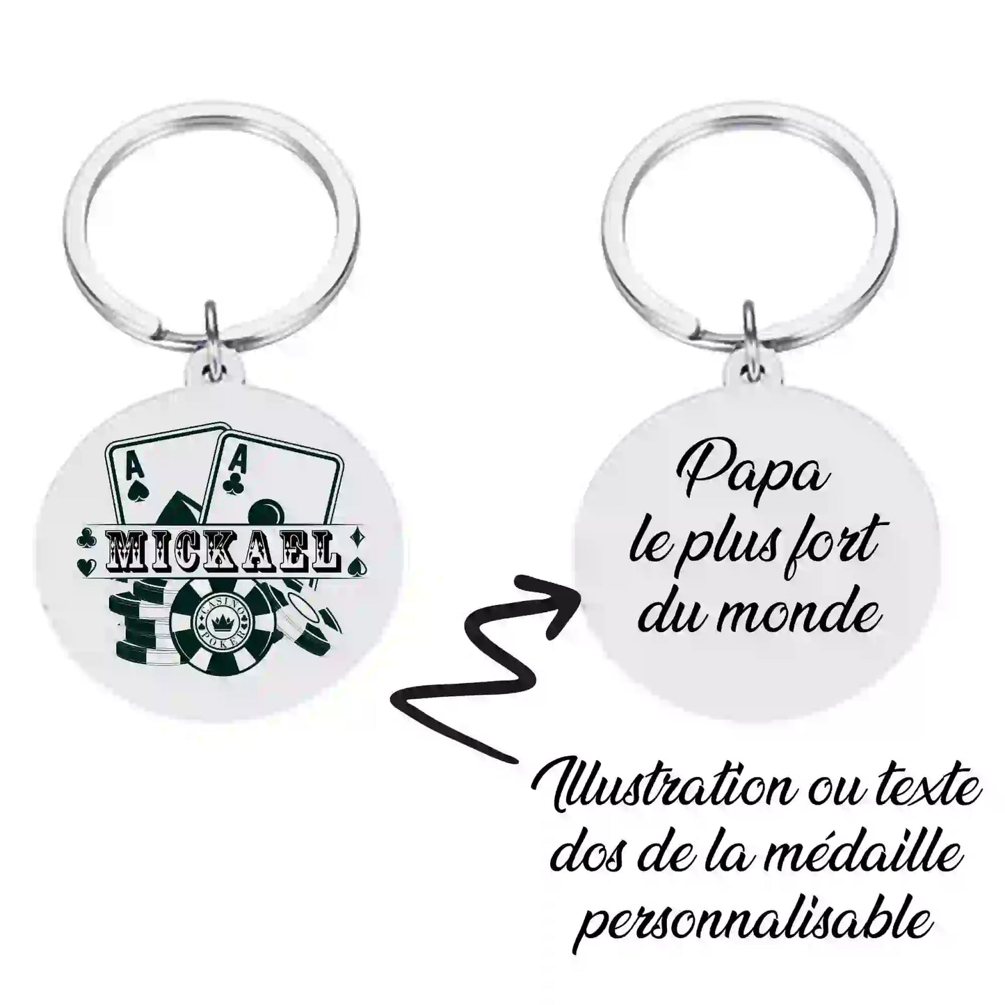 gravure arriere porte clé poker