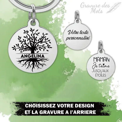 Porte-clé Arbre de Vie gravure personnalisée au dos